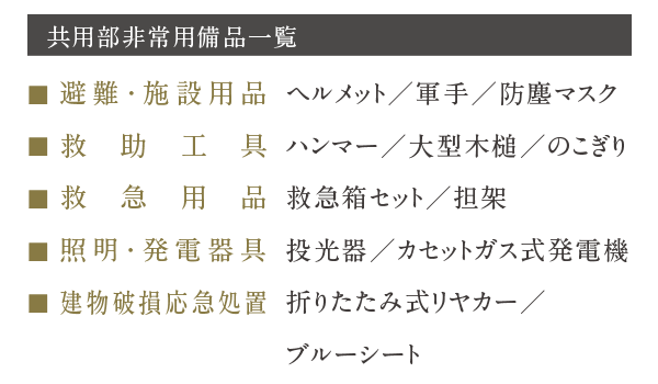 共用部非常用備品一覧